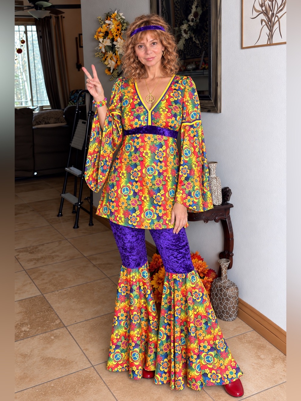 Forum Novelties Hippie Flower Power Costume – Fits S/M
